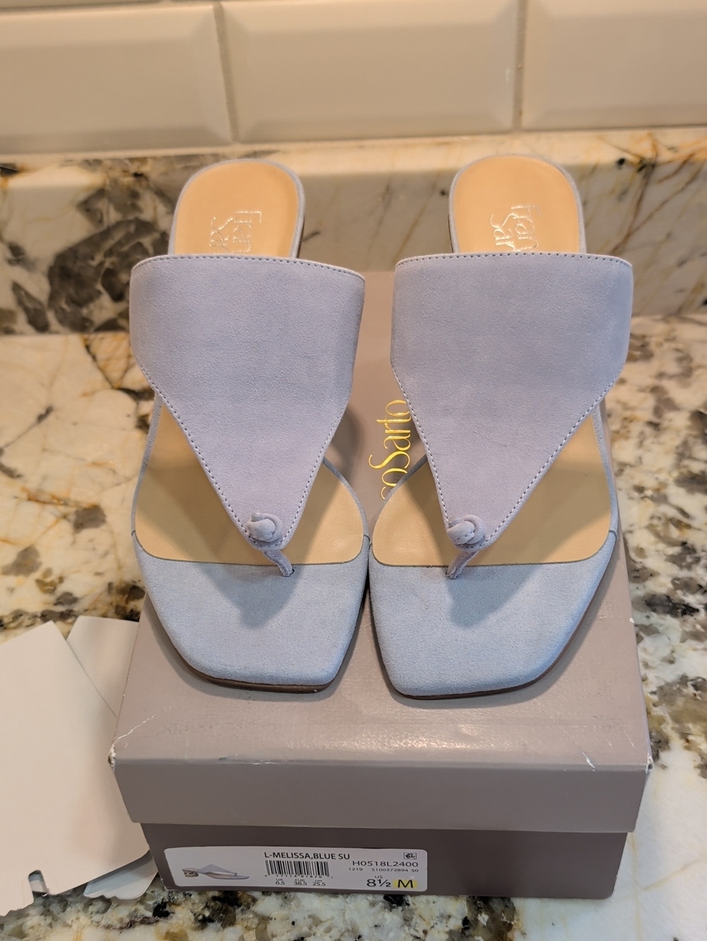 Franco Sarto Womens Melissa Blue Suede Embellished Heel Sandals